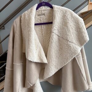 Kimchi & Blues Swing Coat/ Cape Like Suede and Faux Fur Jacket